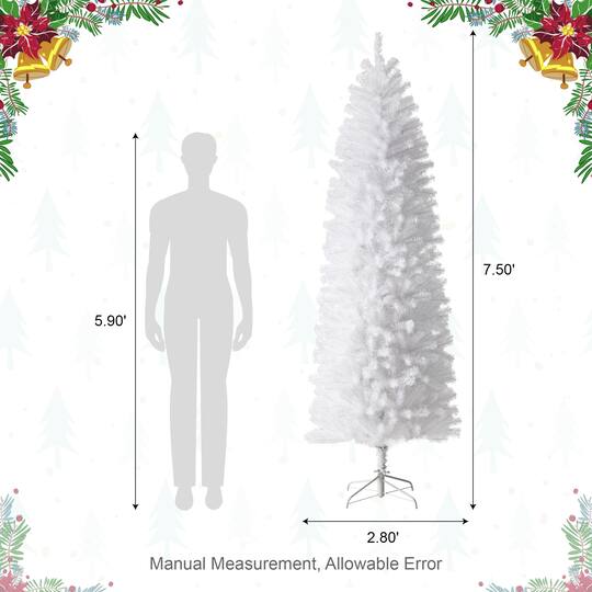7.5ft. Unlit White Pencil Tinsel Artificial Christmas Tree